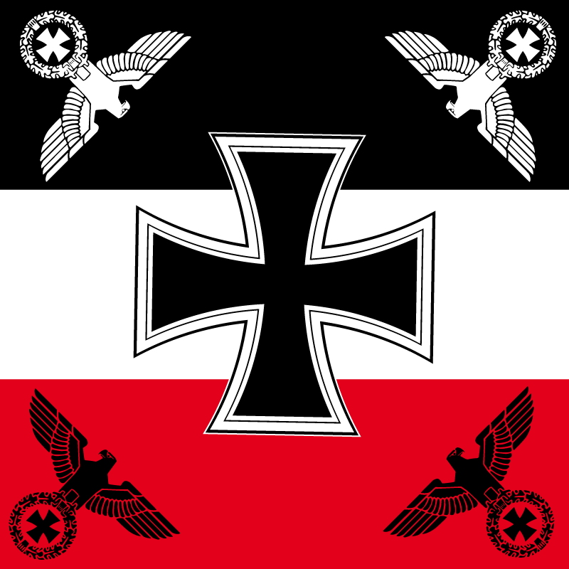 DR- Reichsflagge mit Eiserenem Kreuz und 4 Reichsadlern 120x120 cm