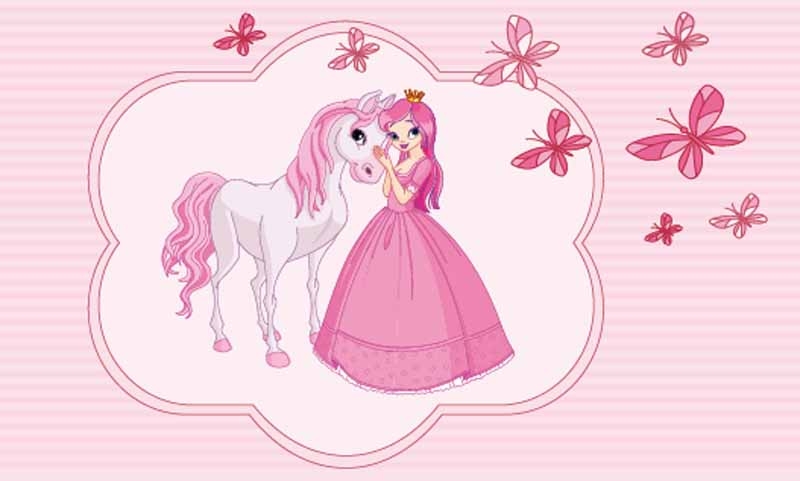Pferd Prinzessin mit Pferd rosa Flagge 90x150 cm