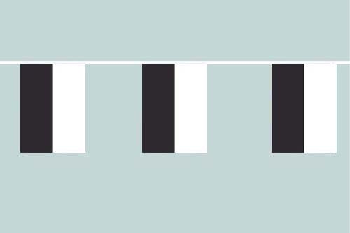 Schwarz-Weiß (2 Streifen) Flaggenkette 6 Meter / 8 Flaggen 30x45 cm