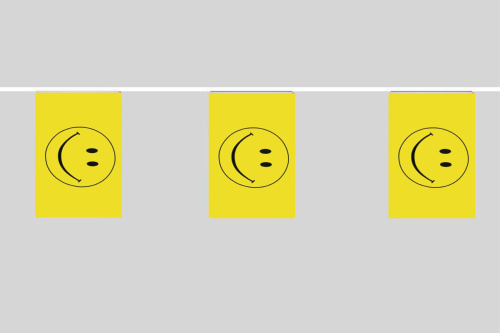 Smiley Flaggenkette 6 Meter / 8 Flaggen 30x45 cm