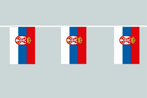Serbien mit Wappen Flaggenkette 6 Meter / 8 Flaggen 30x40 cm