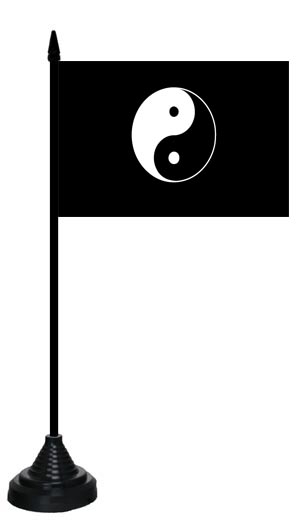 Ying und Yang schwarz Tischflagge 10x15 cm