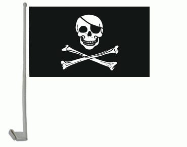 Pirat Skull & Bones Autoflagge 30x40 cm, Rückseite ist grau