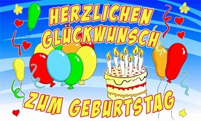 Geburtstag Herzlichen Glückwunsch zum Geburtstag mit Torte Flagge 90x150 cm