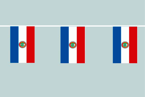 Paraguay Flaggenkette 6 Meter / 8 Flaggen 30x40 cm