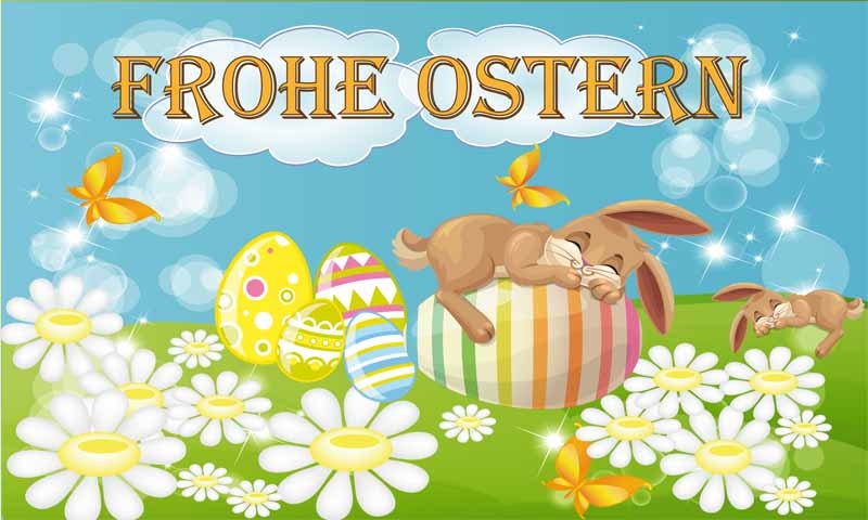 Ostern Frohe Ostern Hase schläft auf Ei Flagge 90x150 cm (EHD)