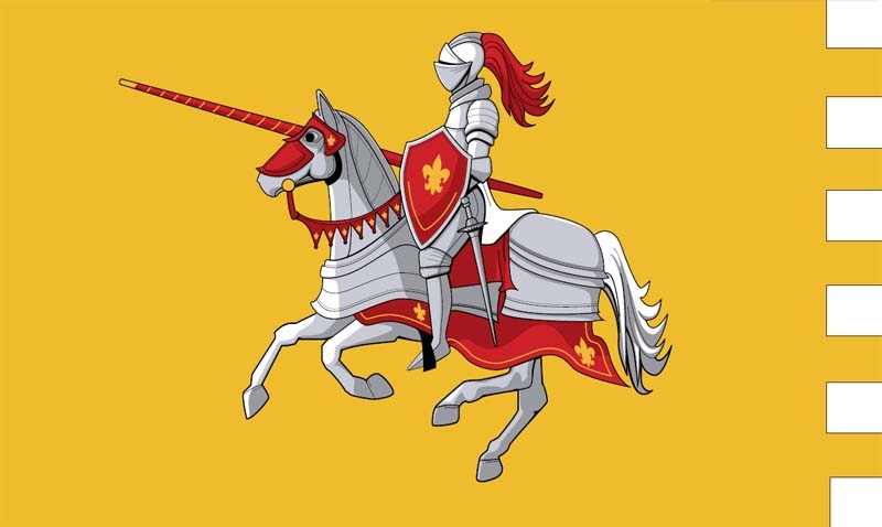 Ritter auf gelb Flagge 90x150 cm