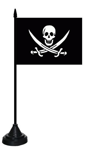 Pirat mit Säbel (Jack Rackham) Tischflagge 10x15 cm