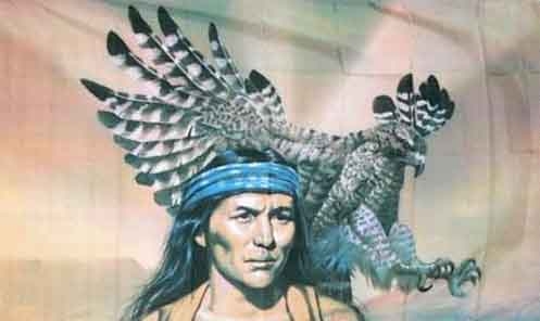 Indianer mit Adler Flagge 90x150 cm