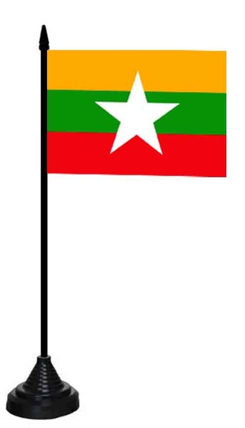Myanmar ab 2010 (Birma) neu Tischflagge 10x15 cm