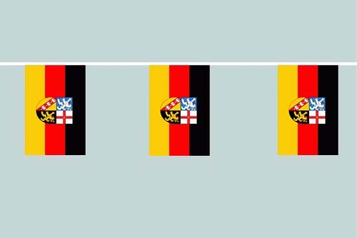 Saarland Flaggenkette 6 Meter / 8 Flaggen 30x45 cm