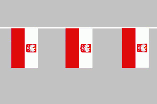 Polen mit Wappen Flaggenkette 6 Meter / 8 Flaggen 30x40 cm