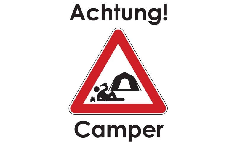 Achtung Camper Flagge 90x150 cm