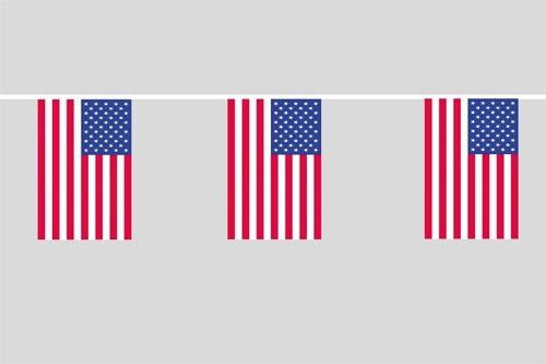 USA Flaggenkette 6 Meter / 8 Flaggen 30x40 cm
