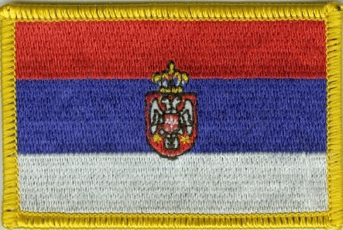 Serbien mit Wappen kleine Aufnäher / Patch 4x6 cm