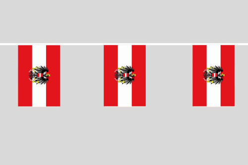 Österreich mit Wappen Flaggenkette 6 Meter / 8 Flaggen 30x45 cm