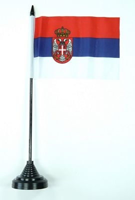 Serbien mit Wappen Tischflagge 10x15 cm