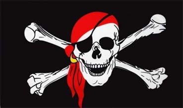 Pirat mit Kopftuch Aufkleber 8 x 5 cm