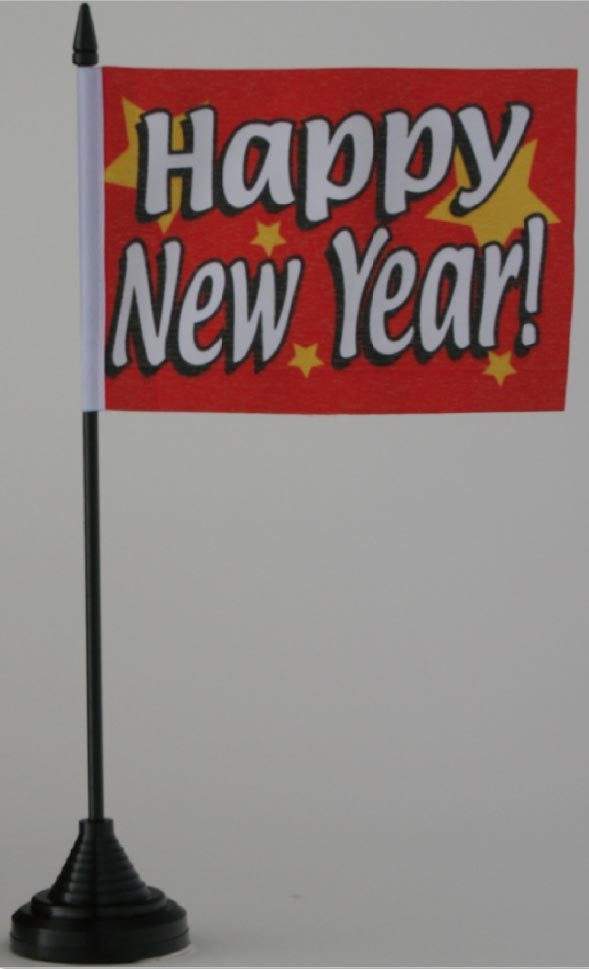 Neujahr, Happy New Year rot Tischflagge 10x15 cm