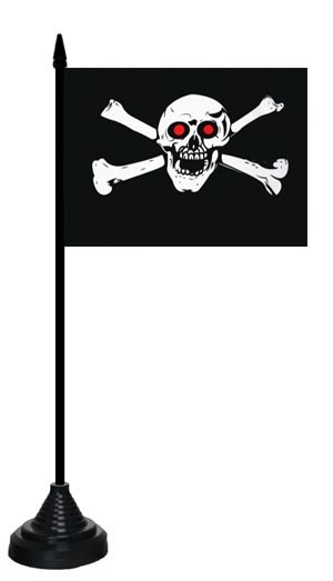 Pirat rote Augen Tischflagge 10x15 cm