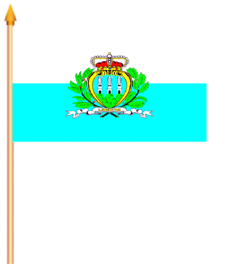 San Marino mit Wappen Stockflagge 30x45 cm