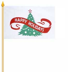 Weihnachten Weihnachtsbaum Happy Holidays Stockflagge 30x45 cm Abverkauf