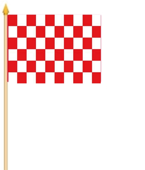 Karo rot - weiß Stockflagge 30x45 cm