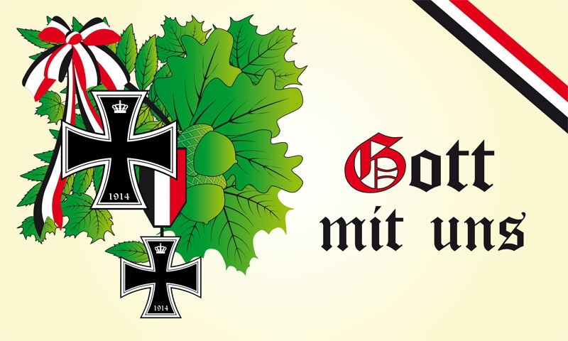 DR- Gott mit uns 3 Eichenlaub Flagge 90x150 cm