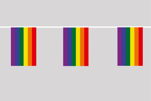 Regenbogen Flaggenkette 6 Meter / 8 Flaggen 30x45 cm
