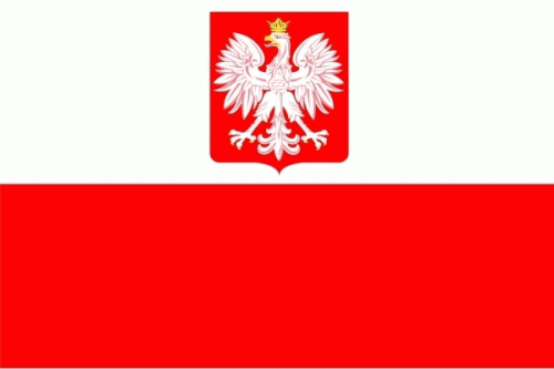 Polen mit Wappen Flagge 90x150 cm,160 Dernier (G)