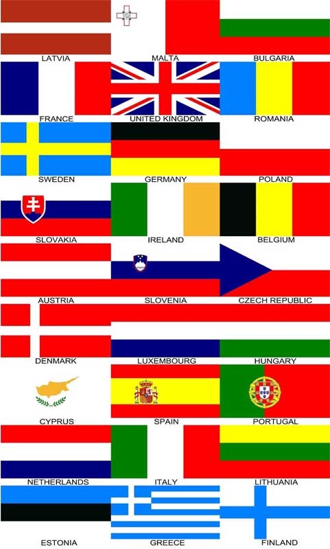 Europa 27 Länder Flagge 90x150 cm Hochformat