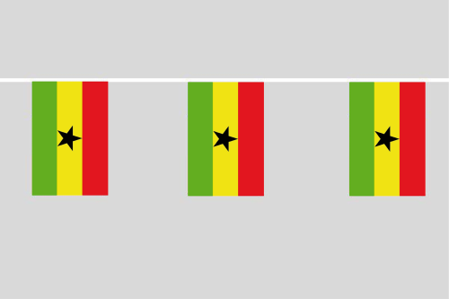 Ghana Flaggenkette 6 Meter / 8 Flaggen 30x40 cm