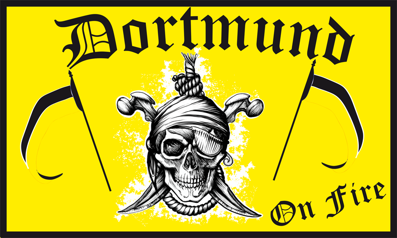 Dortmund Pirat on Fire 2 gelb-schwarz Flagge 90x150 cm (EH)