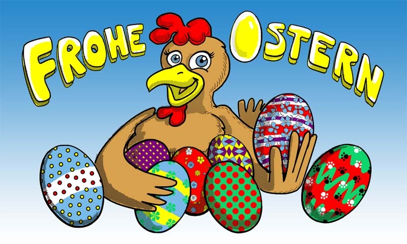 Ostern-Frohe Ostern Henne Ostereier Flagge 90x150 cm