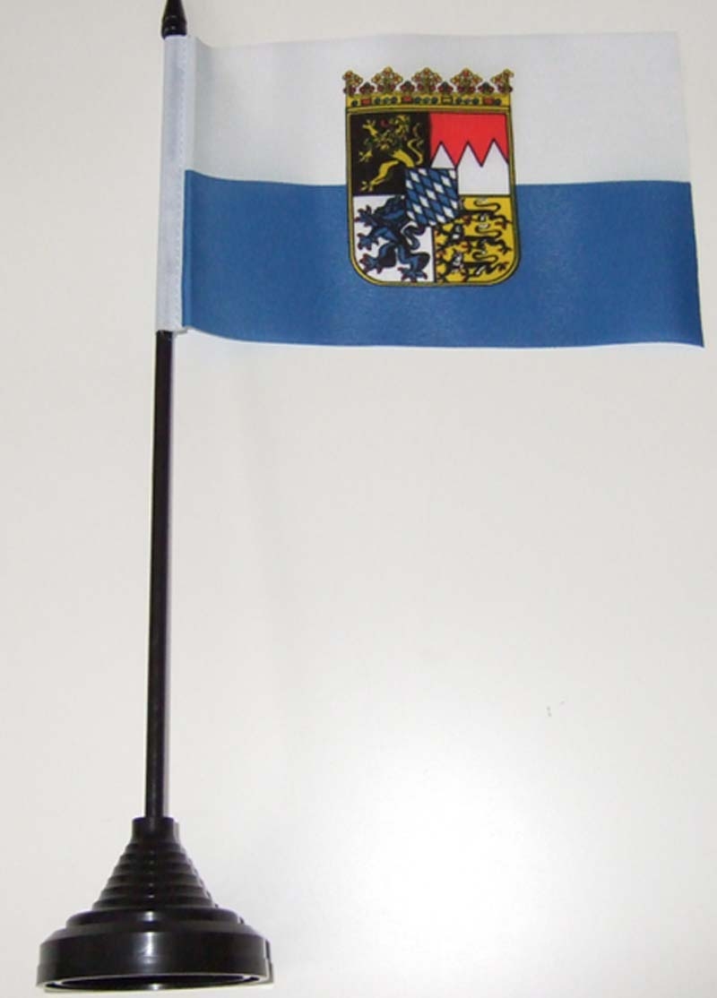 Bayern mit Wappen (2 Streifen) blau weiß Tischflagge 10x15 cm