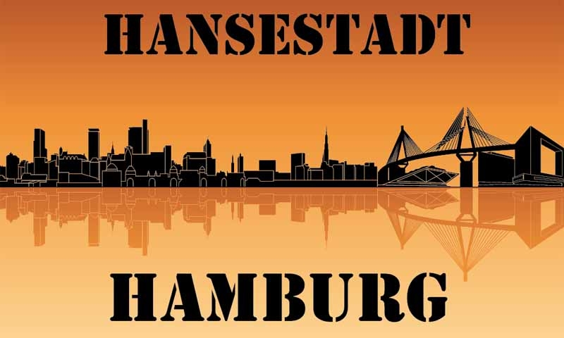 Hamburg Silhouette Flagge 90x150 cm