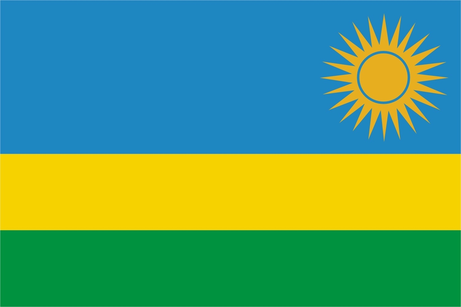 Ruanda (Republik Ruanda) Flagge 90x150 cm