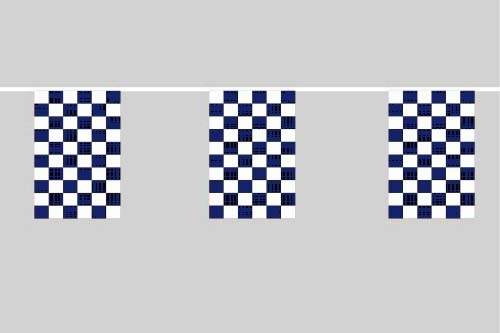 Karo blau-weiß Flaggenkette 6 Meter / 8 Flaggen 30x40 cm