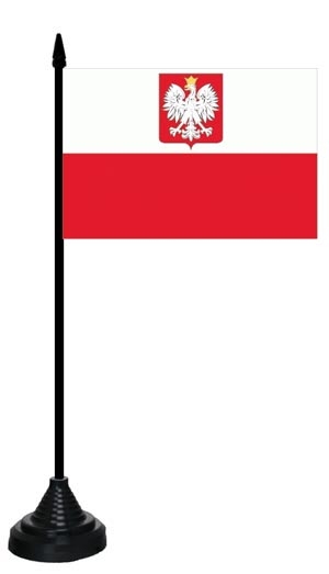 Polen mit Wappen Tischflagge 10x15 cm