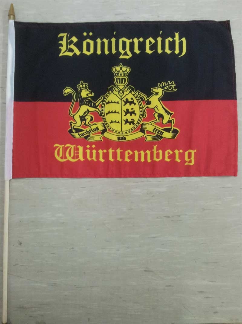 Königreich Württemberg mit Schrift Stockflagge 30x45 cm