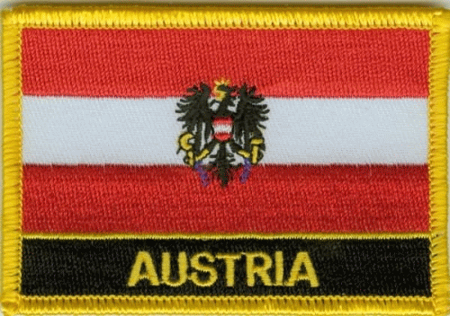 Österreich mit Wappen Aufnäher / Patch mit Schrift