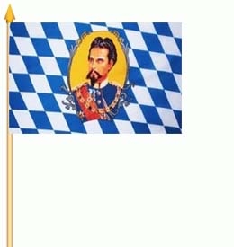 Bayern König Ludwig Stockflagge 30x45 cm