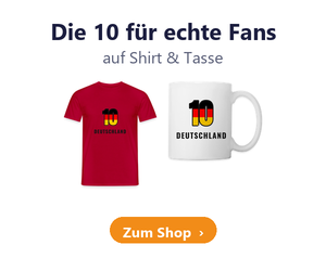 Die 10 für echte Fans – Trikot-Design auf Shirt und Tasse