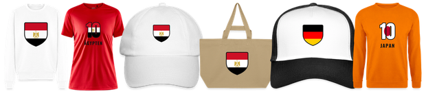 Flaggenmotiv Ägypten auf Shirt, Trikot, Cap und Tasche