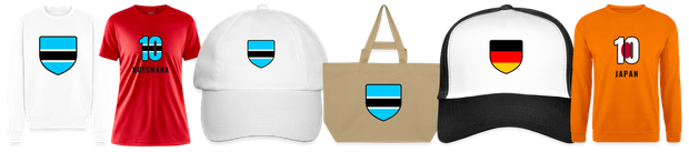 Flaggenmotiv Botsuana auf Shirt, Trikot, Cap und Tasche