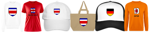 Flaggenmotiv Costa Rica auf Shirt, Trikot, Cap und Tasche