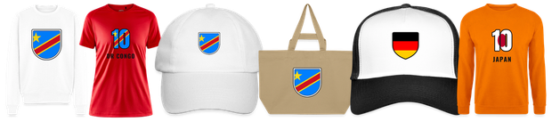 Flaggenmotiv Demokratische Republik Kongo auf Shirt, Trikot, Cap und Tasche