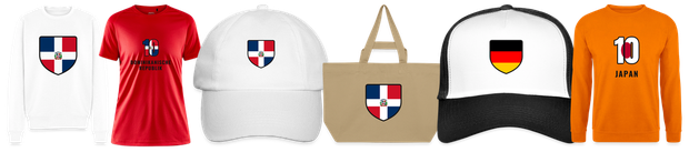 Flaggenmotiv Dominikanische Republik auf Shirt, Trikot, Cap und Tasche
