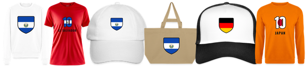 Flaggenmotiv El Salvador auf Shirt, Trikot, Cap und Tasche
