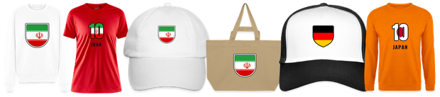 Flaggenmotiv Iran auf Shirt, Trikot, Cap und Tasche